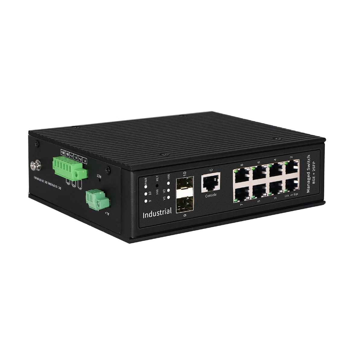 8ge+2SFP 10/100/1000Mbps Managed Industrial Network Switch Temperature and Humidity Sensors Can Be Connected