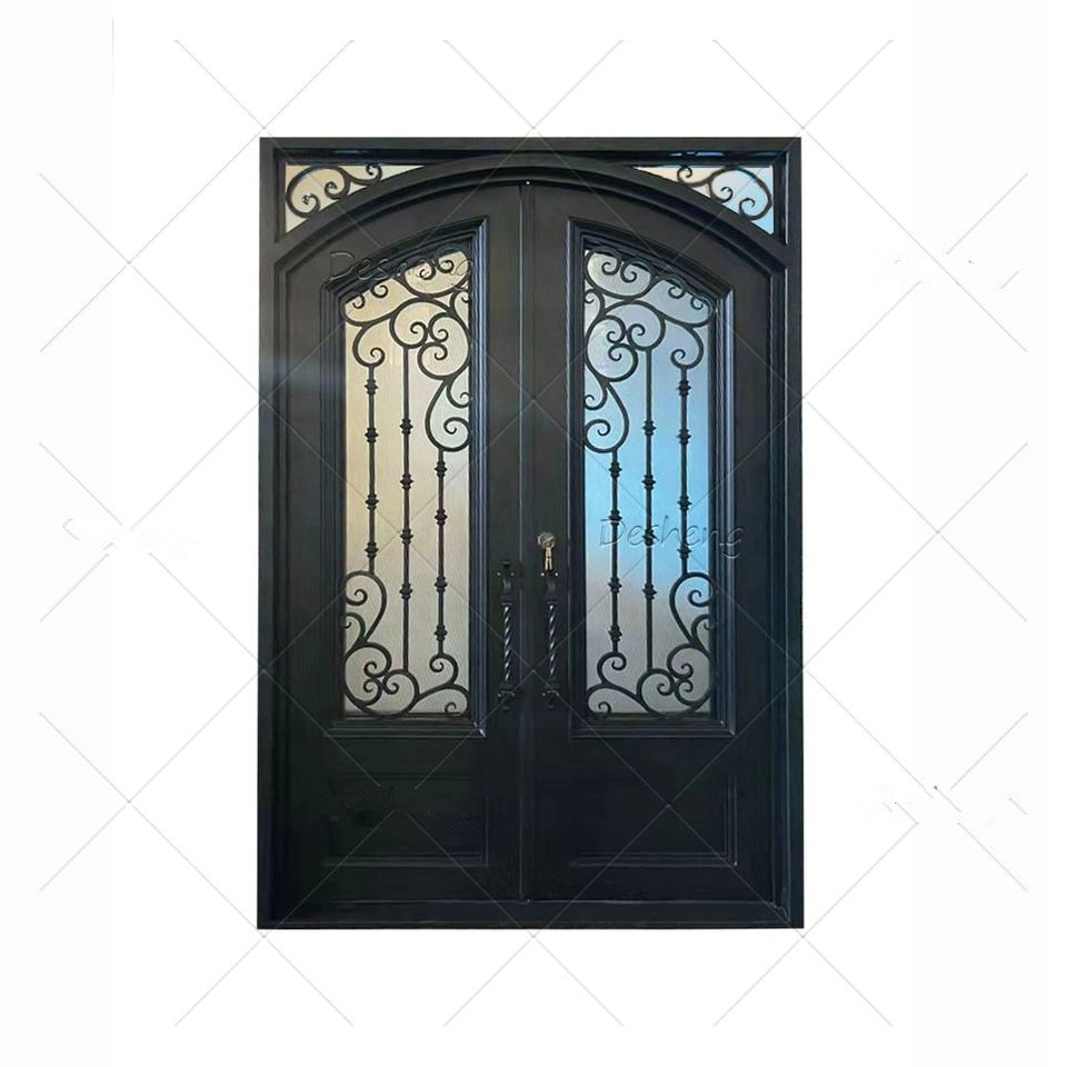 American French Security Exterior Entry Villa Wrought Gates Iron Double Door