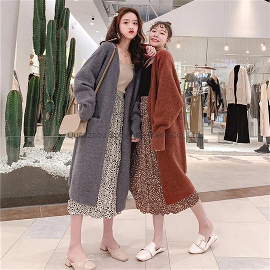 Large Thick Sweater Women Oversize Warm Long Knitted Cardigan Thickened Outer Wear Coat