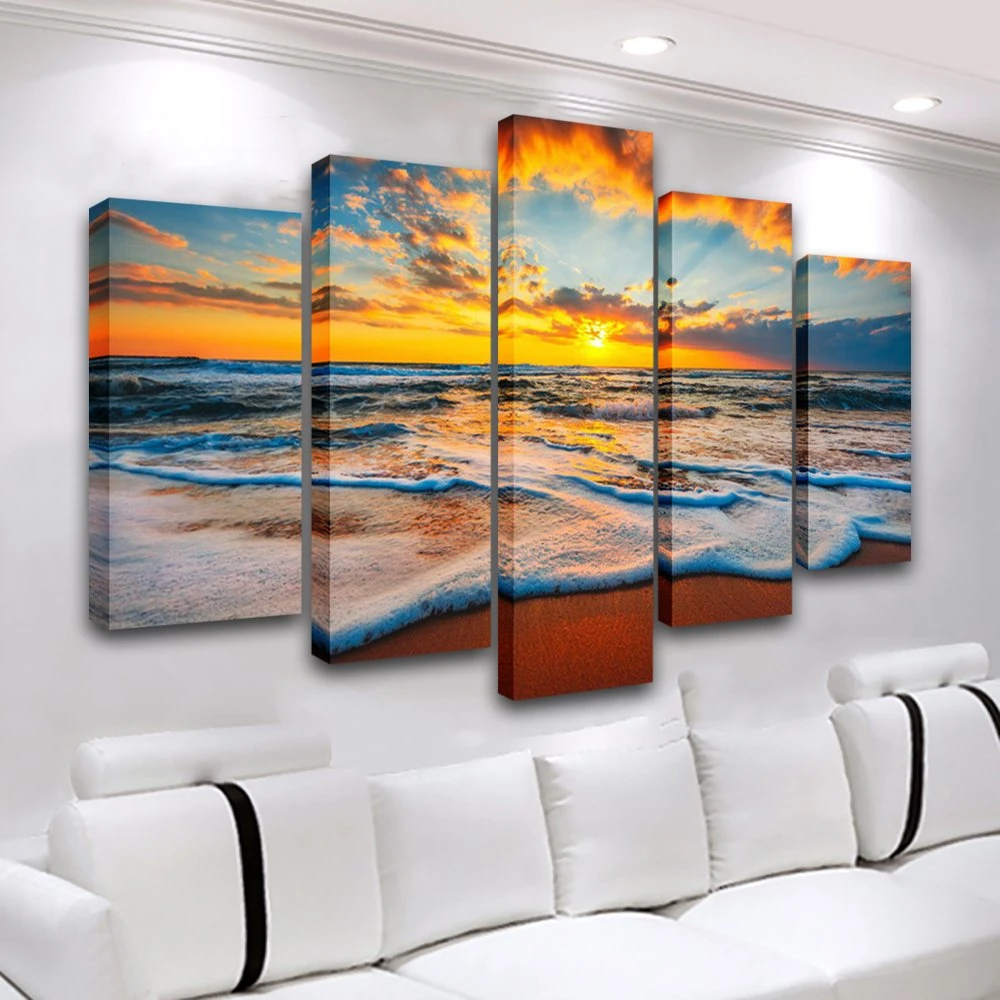 Wholesale Ocean Beach Canvas Print Sea Picture Painting Home Decor Sunset Wall Art