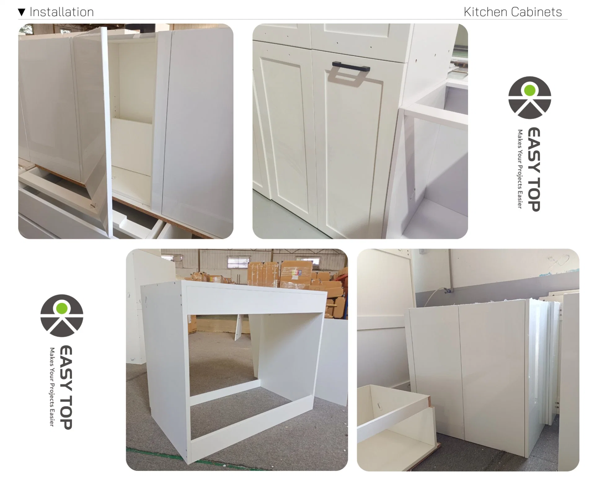 Armoire de cuisine modulaire en contreplaqué enveloppé de PVC avec grain de bois vinyle, populaire en Italie. Armoire de cuisine moderne.