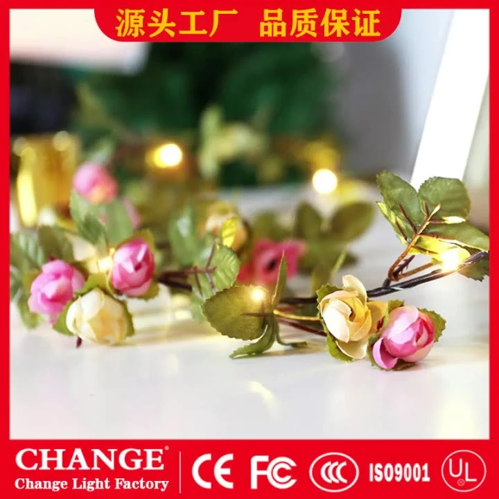 Solar Rose Flower Light Simulation Rose Rattan Light String Christmas