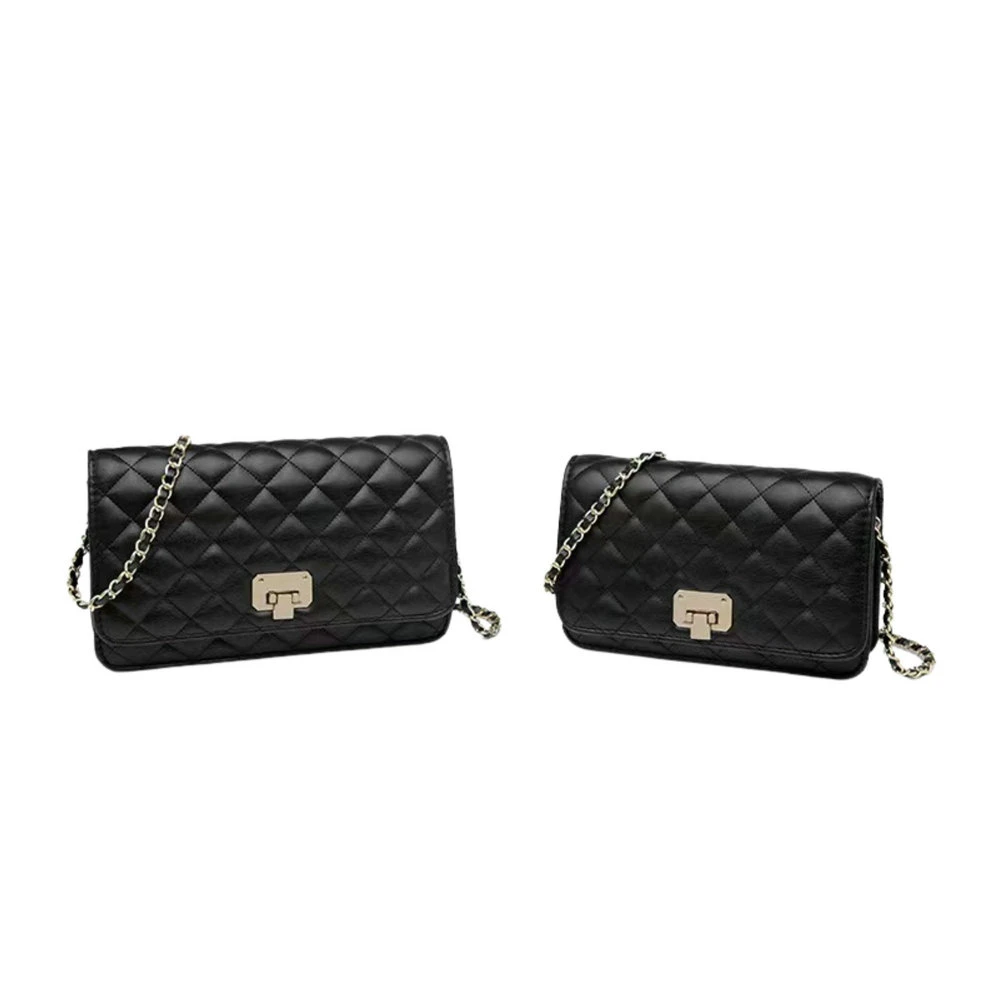 Fashion PU Leather Handbag Quilted Design Crossbody Bag with Chain Strap Wbb18546