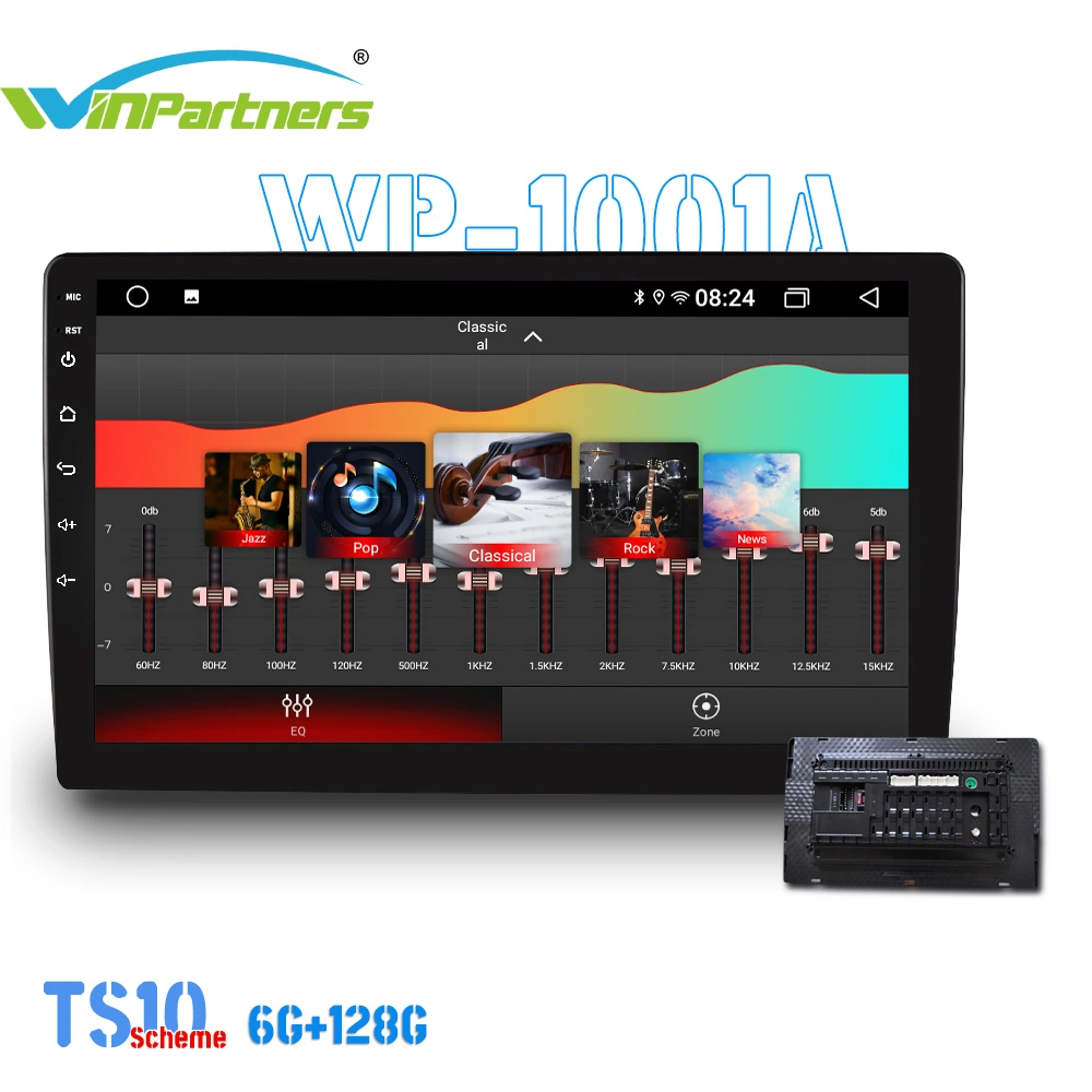 6g+128g de 10 pulgadas, todos en una máquina coche Bluetooth reproductor de MP3 Player Wp1001A