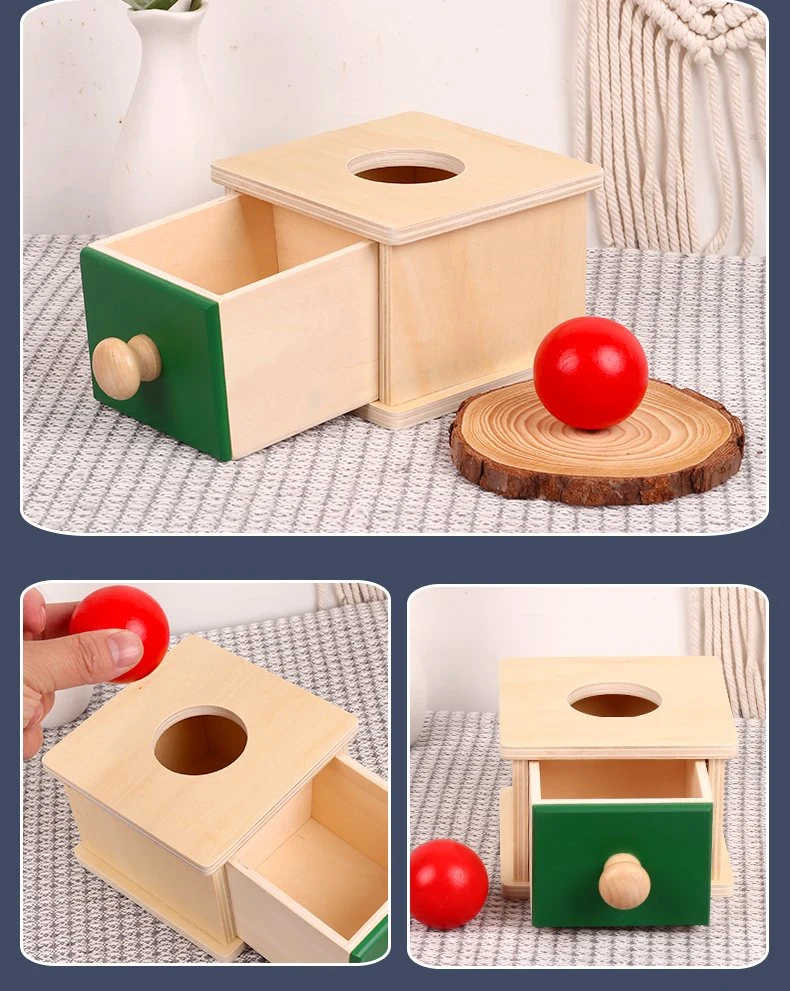 Educational Learning Toys Montessori Wooden Object Coin Box