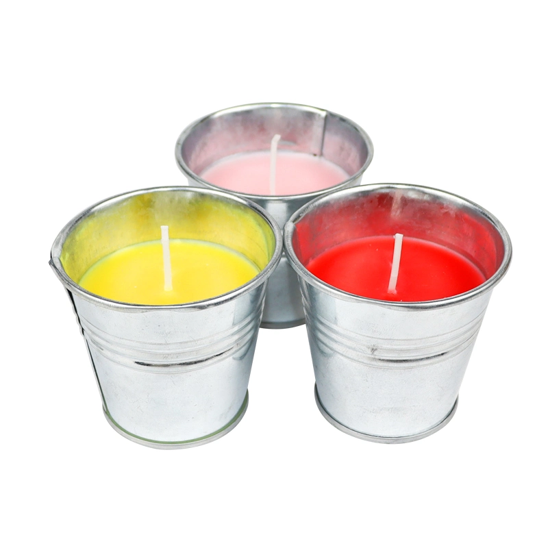 Outdoor Metal Bucket Paraffin Wax Citronella Candles Tin Candle for Outdoor