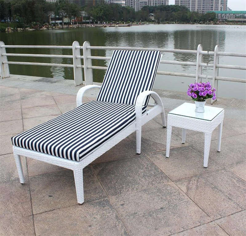 Leisure Imitation Rattan Reclining Bed Outdoor Chaise Lounge