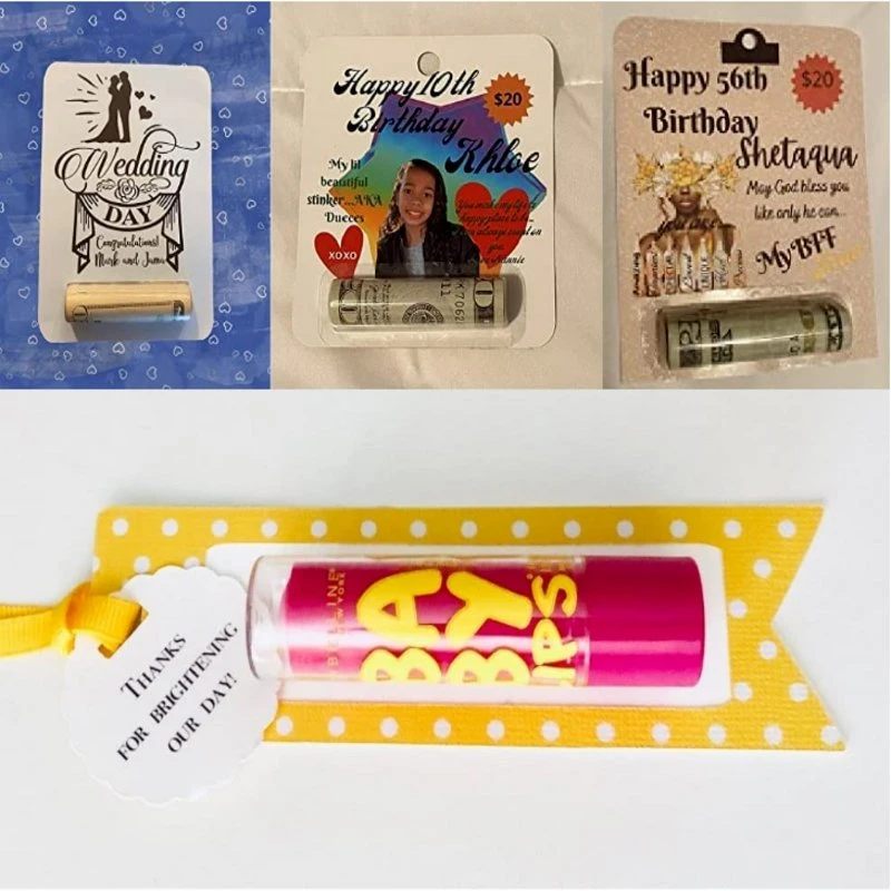 Titular de Tarjeta de dinero Thankgiving cúpula transparente de plástico protector labial cinta adhesiva funda DIY de Navidad tarjeta Chapstick Dinero Dinero titular titular Titular de Tarjeta de Regalos personalizados