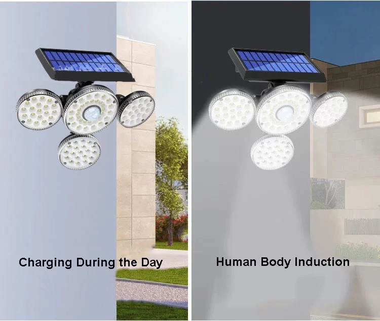 Hot Sale Outdoor Solar Flood Lamp LED Rotating Human Body Induction Wall Light Courtyard Square Household Lighting