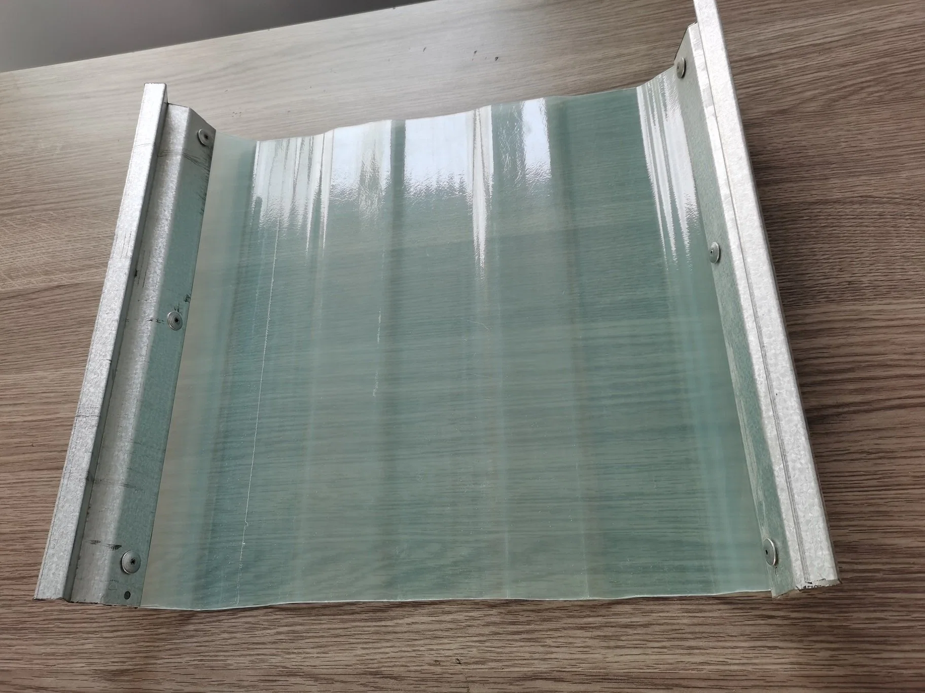 High Strength GRP Corrugated Roof Sheet, Edge with Steel Panel