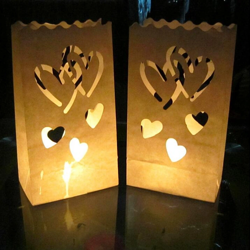 Electronicheart 10PCS Paper Lantern Bag Tea Light Candle Holder for Home Romantic Wedding Party Decoration