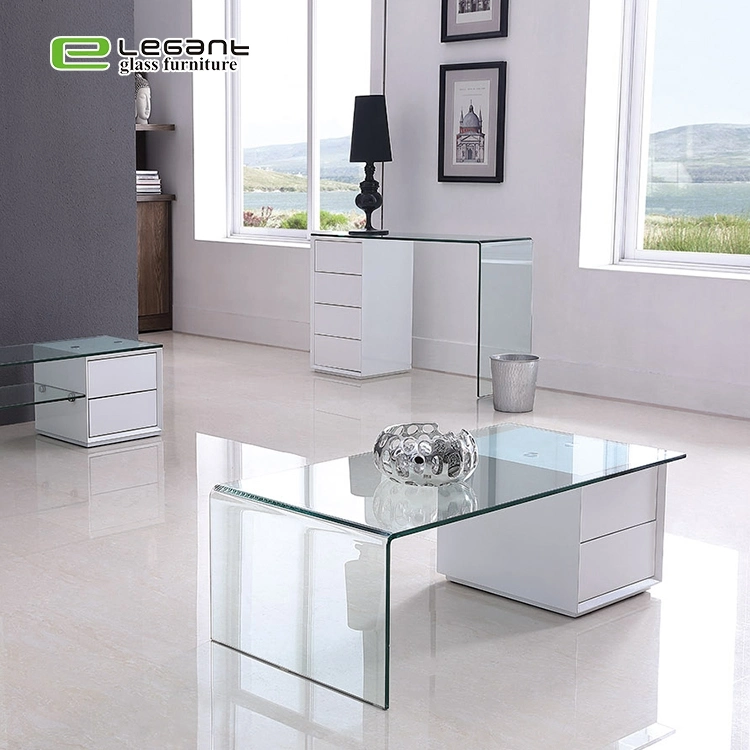 Office Furniture Table Tempered Glass Table Desk with Glass Top