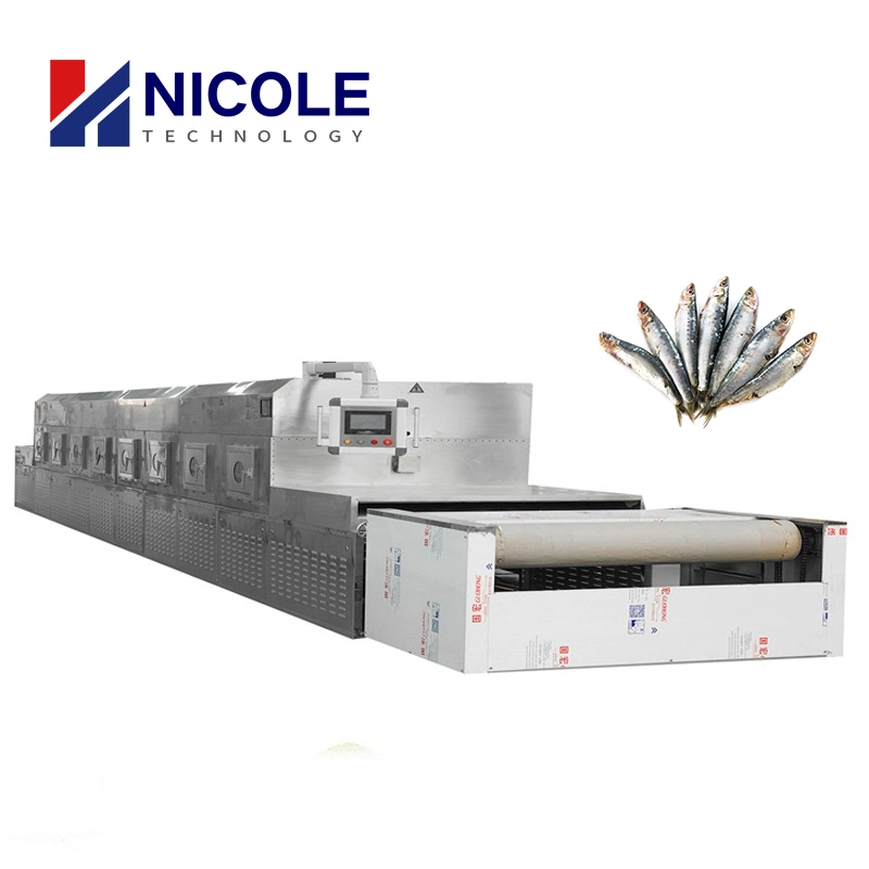 CE Automatic Big Capacity Tunnel Type Microwave Dryer PLC Control Drying Machine for Shrimp / Prawn