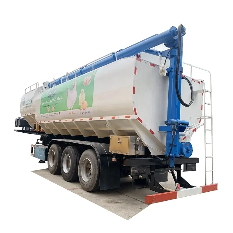 Aluminum Alloy 30 Ton Electrical Auger Conveyor Bulk Feed Tank Grain Poultry Feed Trailer