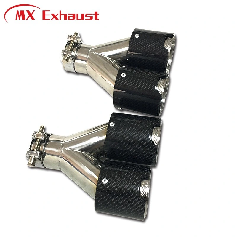 Glossy Stainless Steel Double Outlet Exhaust Muffler Tip Tail Pipe Tips for BMW