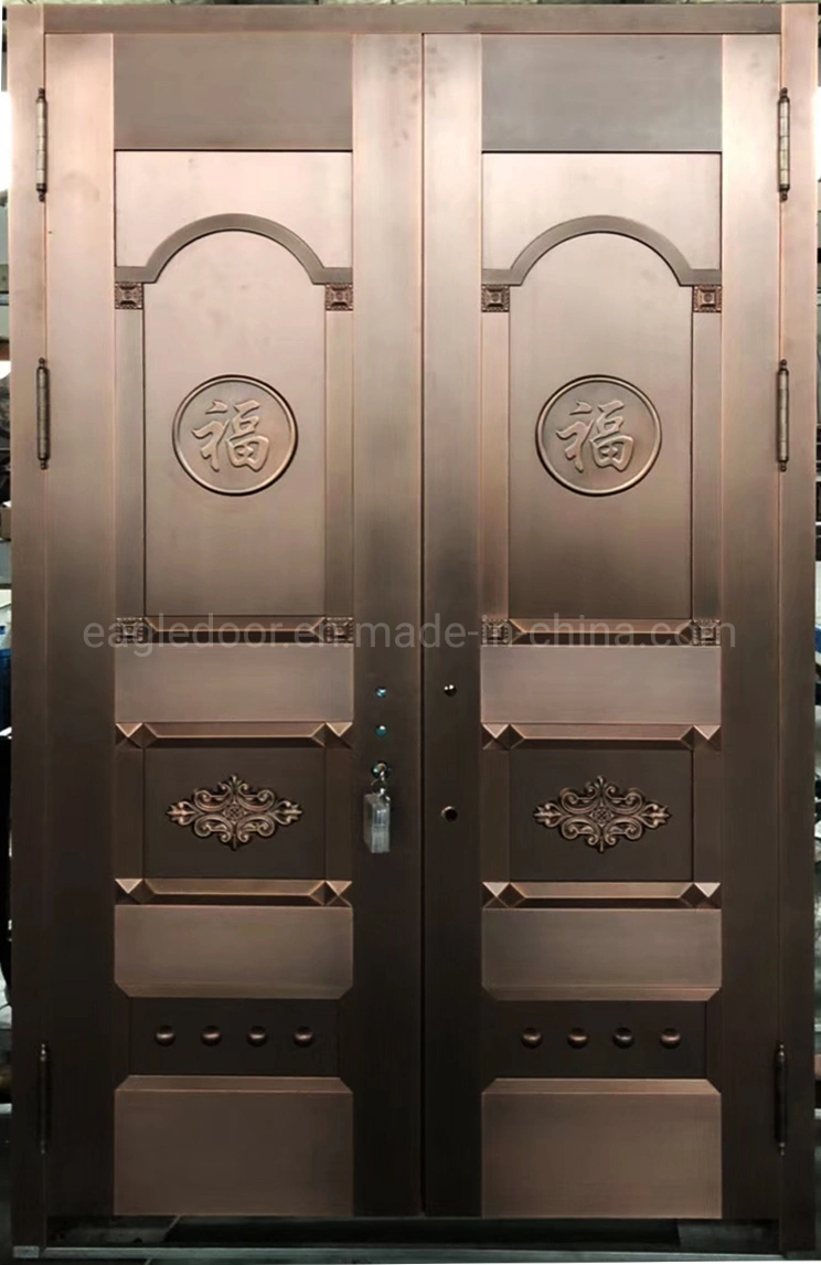 Middle East Luxury House Front Copper Door Home Exterior Security Metal Bronze Door