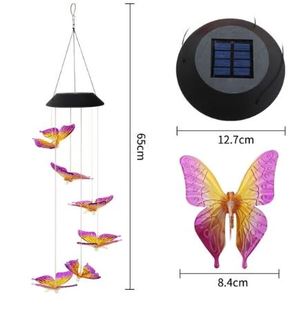 Solar Wind Aluminum Tube Windbell Lamp Automatic Colorful Flash Wooden Pendant