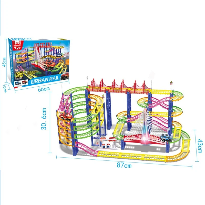 Hot Sale Newest Colorful Electric Rail Slot Car Race Track Plastic Racing Track Rail Toy Car