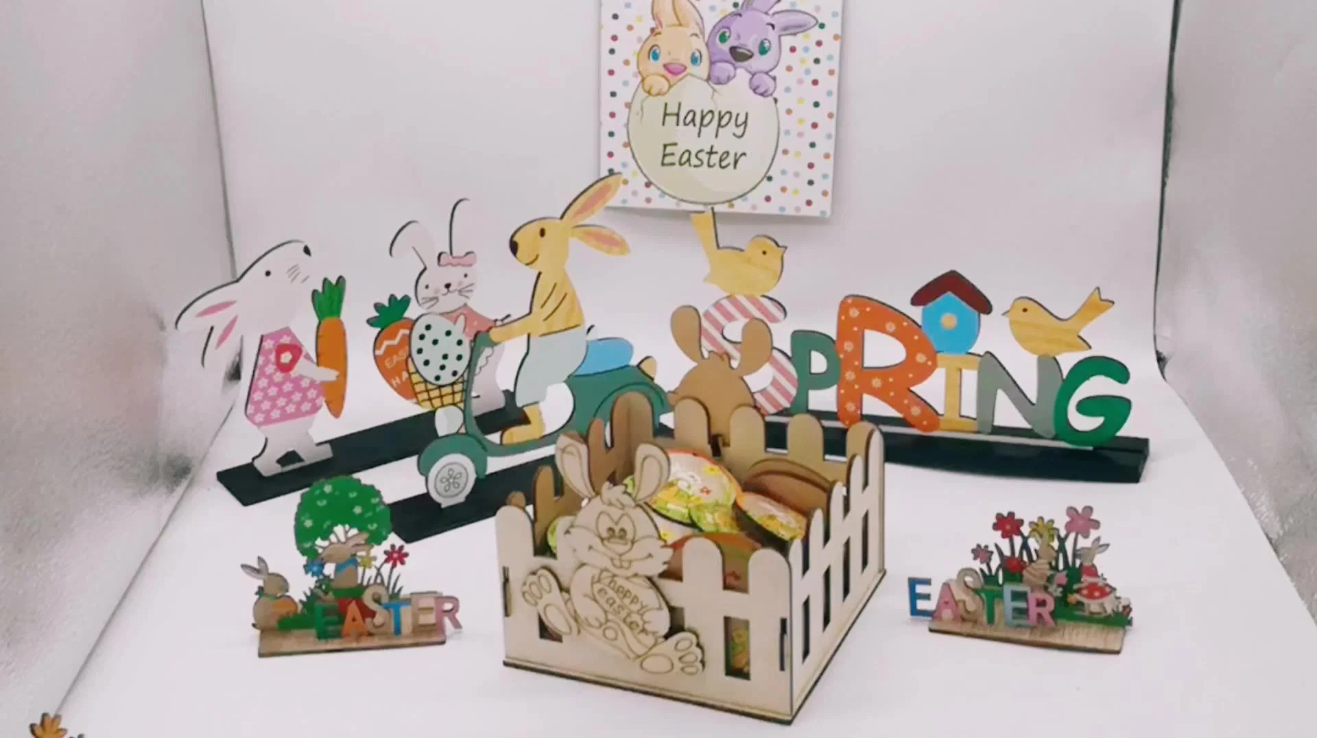 Vierge Boîte en bois de coupe au laser Bunny DIY Pâques de l'artisanat pour les enfants