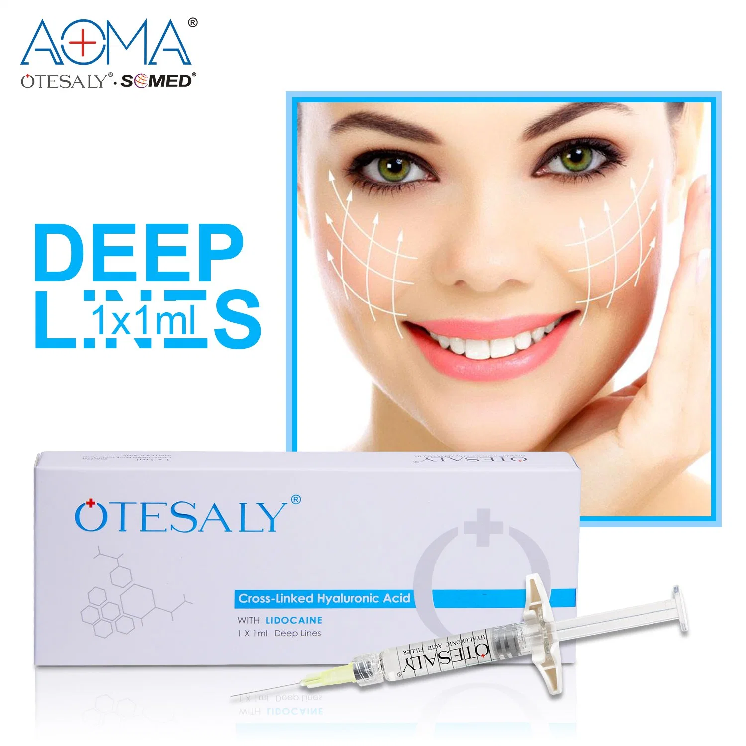 Fabrik Großhandel/Lieferant Otesaly 1ml Cross Linked Ha Filler Lidocaine Lip Injektion Von Injektionsspritze Für Injizierbare Dermalfüllanlage Hyaluronsäure-Füllanlage Natrium Hyaluronat