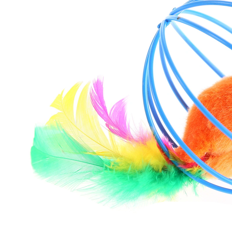 Colorful Plush Mouse Ball Pet Cat Toy Mouse in Cage Pet Toy