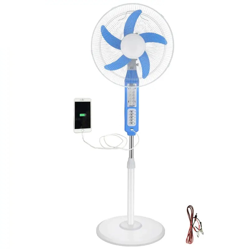 Solar Fan Fabrik Verkauf Solar Fan 12V DC Standventilator Mit USB-Ladekabel und LED-Leuchte