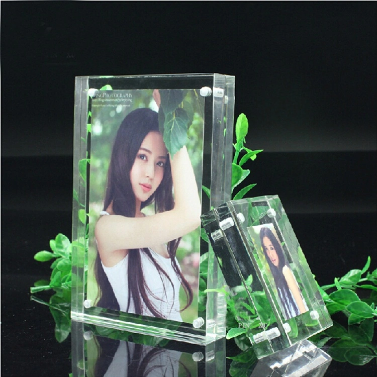 Double-Sided Clear Acrylic Photo Frame with Magnets PMMA Picture Frame Plexiglass Photo Block Frames