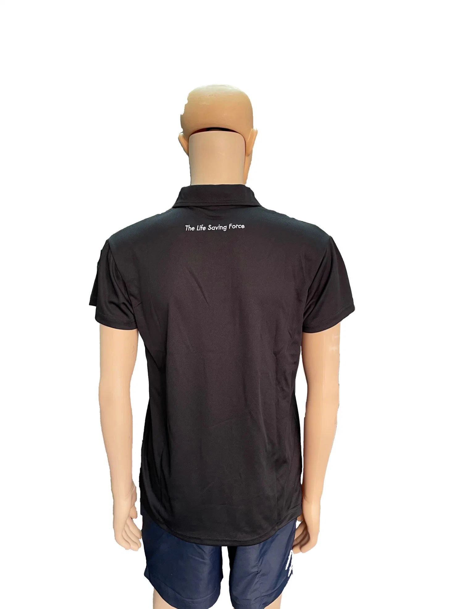 Black Polo Shirts with Name Tag Velcro for Men