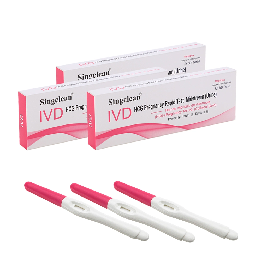 Singclean OEM CE Approved Wholesale/Supplier Rapid Medical Supplies Ivd Reagent Diagnostic Urine Ovulation Pregnancy Test Strip for Travel