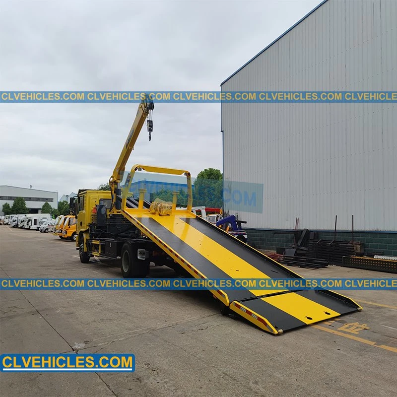 Shacman 8ton 9ton Flatbed Tow Truck with Crane Deck Rollback Wrecker Truck