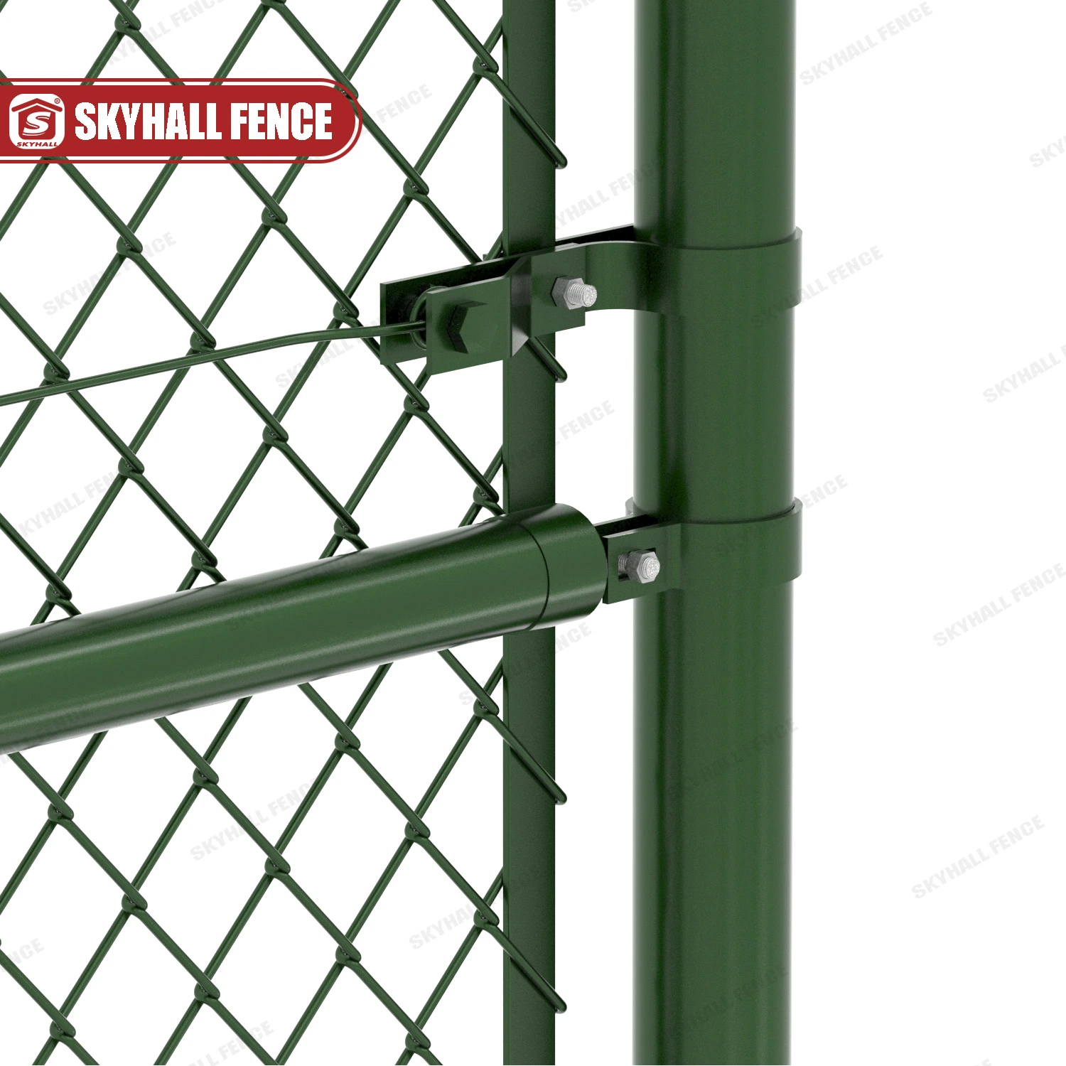 Malha de diamante revestida a PVC Fence Green Chain Link Fence Para uso em jardins e residenciais