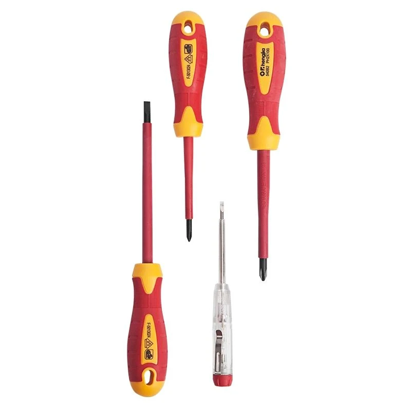 Kendo 4 PCS 1000 V Insulating Electrician Insulated VDE Screwdriver Set with Electric Voltage Tester Screwdriver