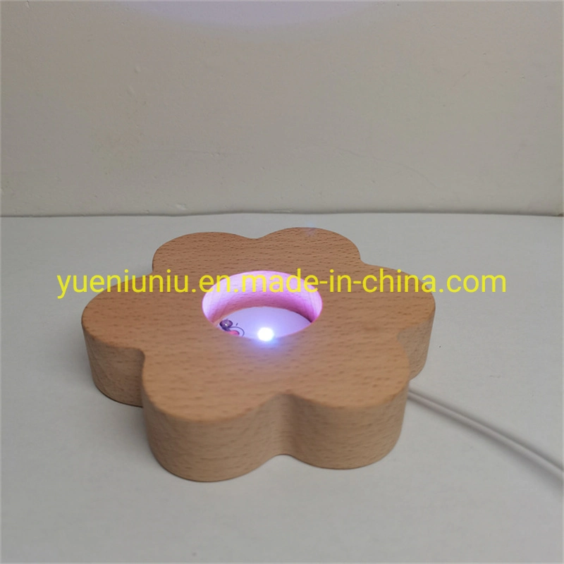 Luz de presença LED para grossista suporte para Stonelamp com logótipo personalizado Madeira USB decoração madeira Loja de recordações moderna madeira Crafts Beech