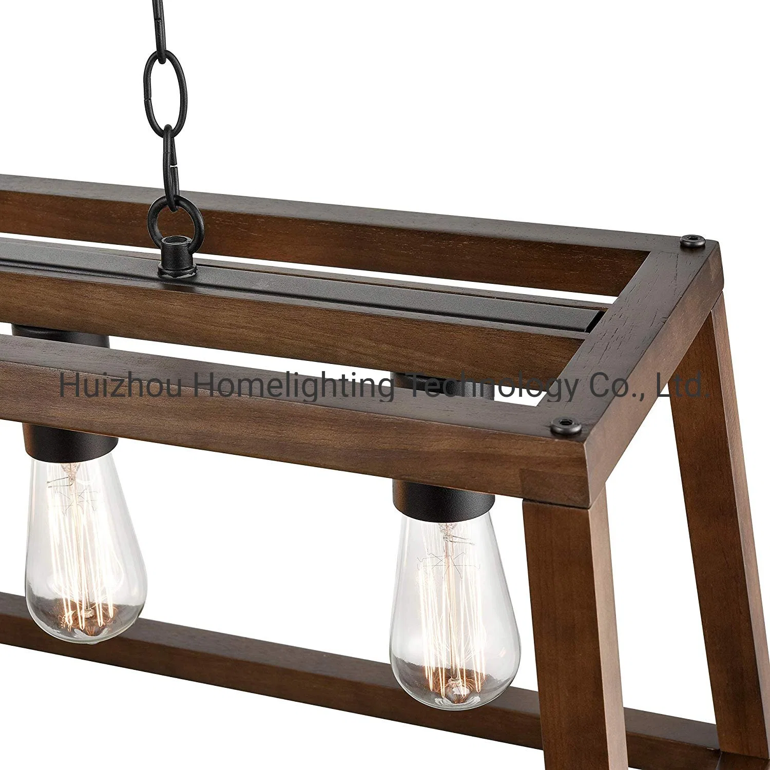 Jlc-3021 Industrial Style Loft Wood Pendant Lamp 4 Light Chandelier Lighting Fixture