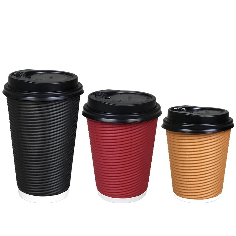 Biodegradable Disposable Insulated Ripple Double Wall Heat Resistant Paper Cup for Coffee