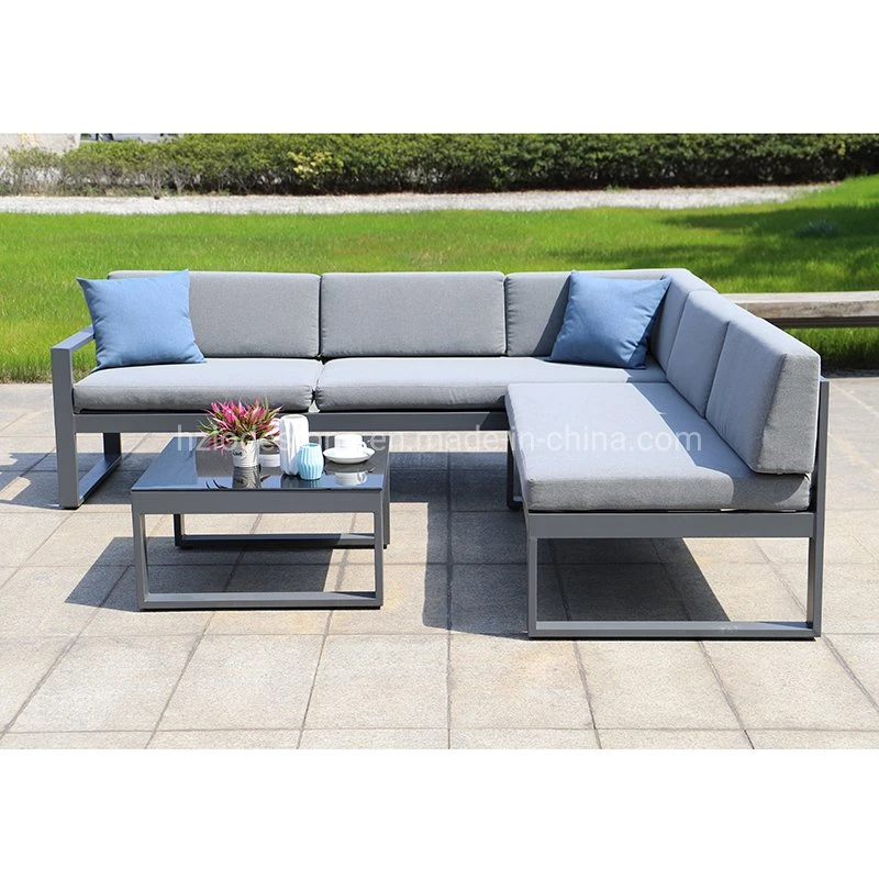 Hot Sale European Style Garden Sofa Set Modern Patio Aluminum Grey Outdoor Furniture