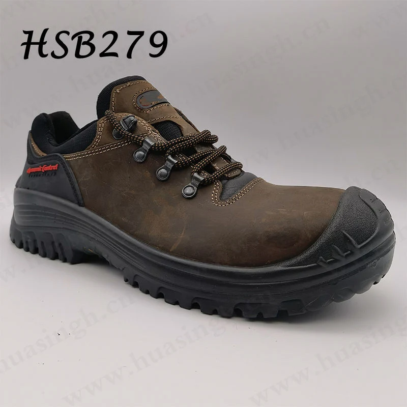 Zh, Top-Level Crazy Horse Leather Work Boots with Support System Steel Toe Insert Anti-Puncture Industrial Safety Shoes HSB279