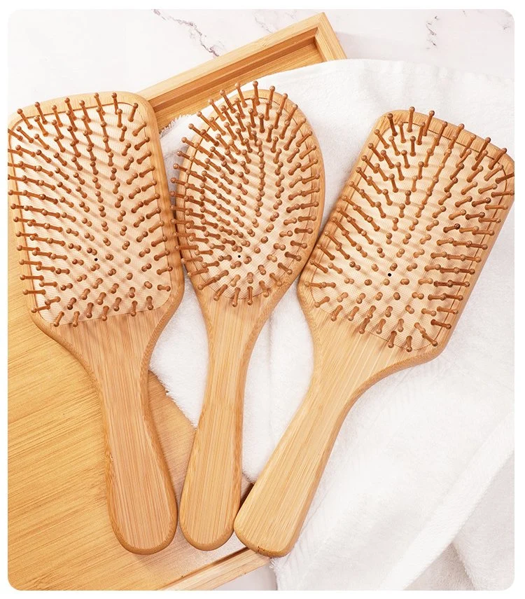 Detangling naturales de madera masiva de cepillos de pelo estilo de pelo al por mayor para todos