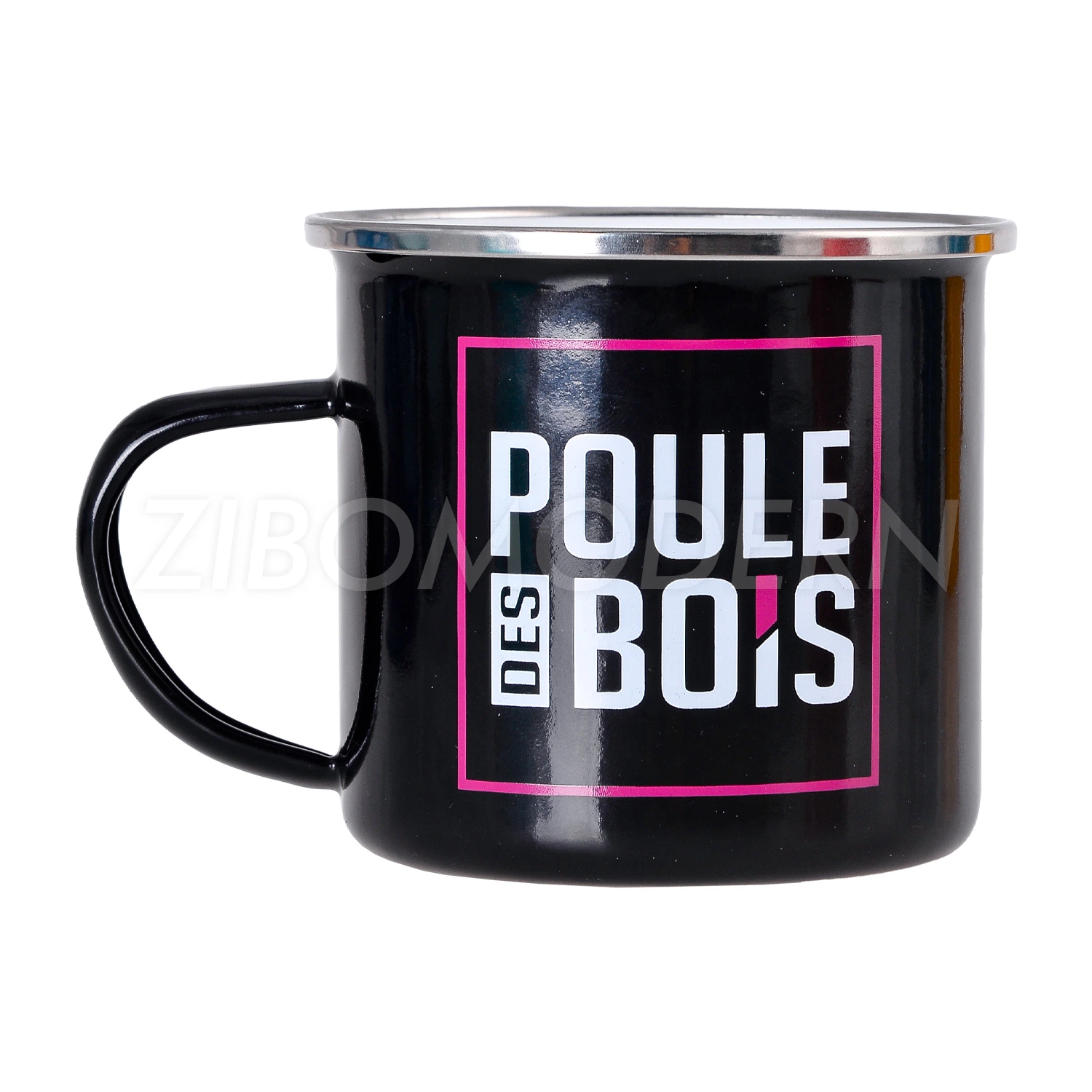 Commerce de gros 12 oz Outdoor Camping Mug Tasse de voyage de l'émail bouche la bordure en acier inoxydable modèle personnalisé ou un logo peut pendre