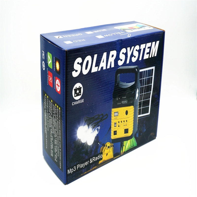 Solar Home Lighting System Solar Portable LED Radio FM Bluetooth Speaker with 3 PCS Rechargeable LED Bulbs Solar Power Lamp