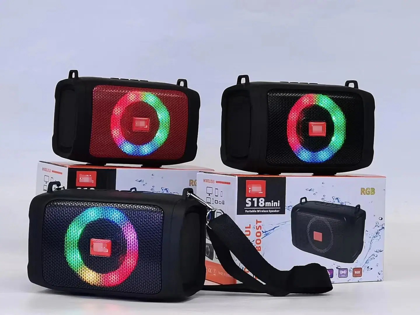 S18mini Bluetooth Speaker LED Color Flashing Light Portable Wireless Audio RGB Subwoofer Mobile Bluetooth Audio