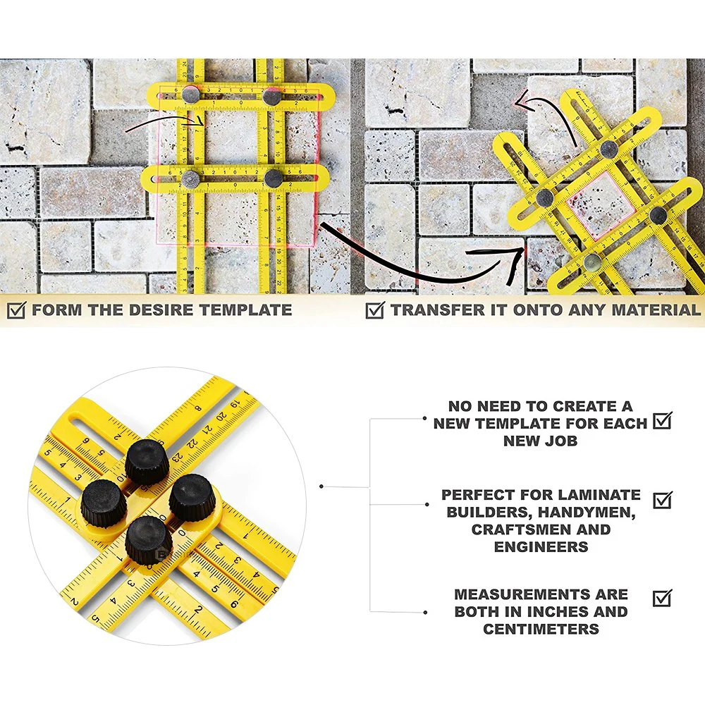 1PCS Angle Ruler ABS قياس نشاط المسطرة متعددة الزوايا رباعي المسطرة