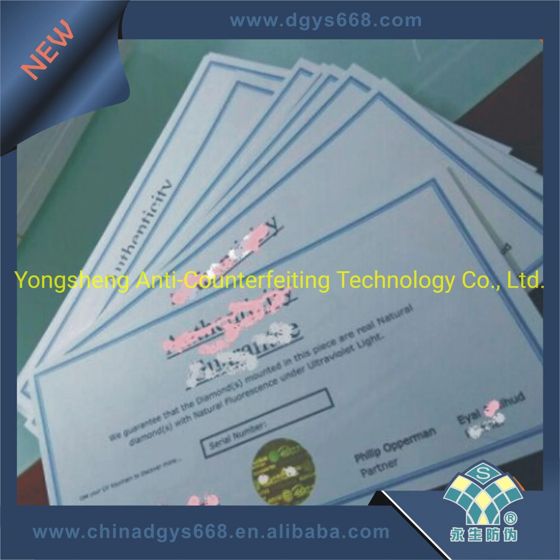 Printing Invisible UV Feature Watermark Hologram Certificates