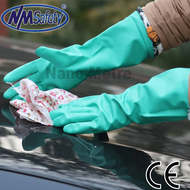 NmsSafety Green Nitrile En374 عمل السلامة الصناعية الكيميائية قفاز