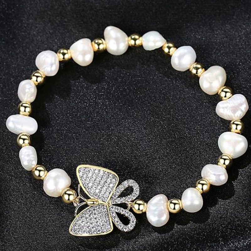 Mode Bijoux en perles baroques de papillons Nature Pearl Bracelet Bijoux