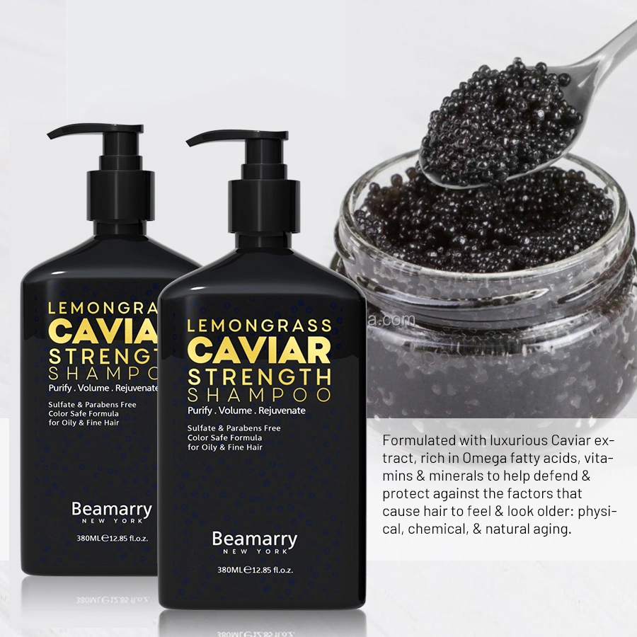 Los productos capilares Beamarry OEM ODM Servicios Profesionales de Cuidado del Cabello Beamarry Lemongrass Caviar fuerza el champú para cabello fino y aceitoso