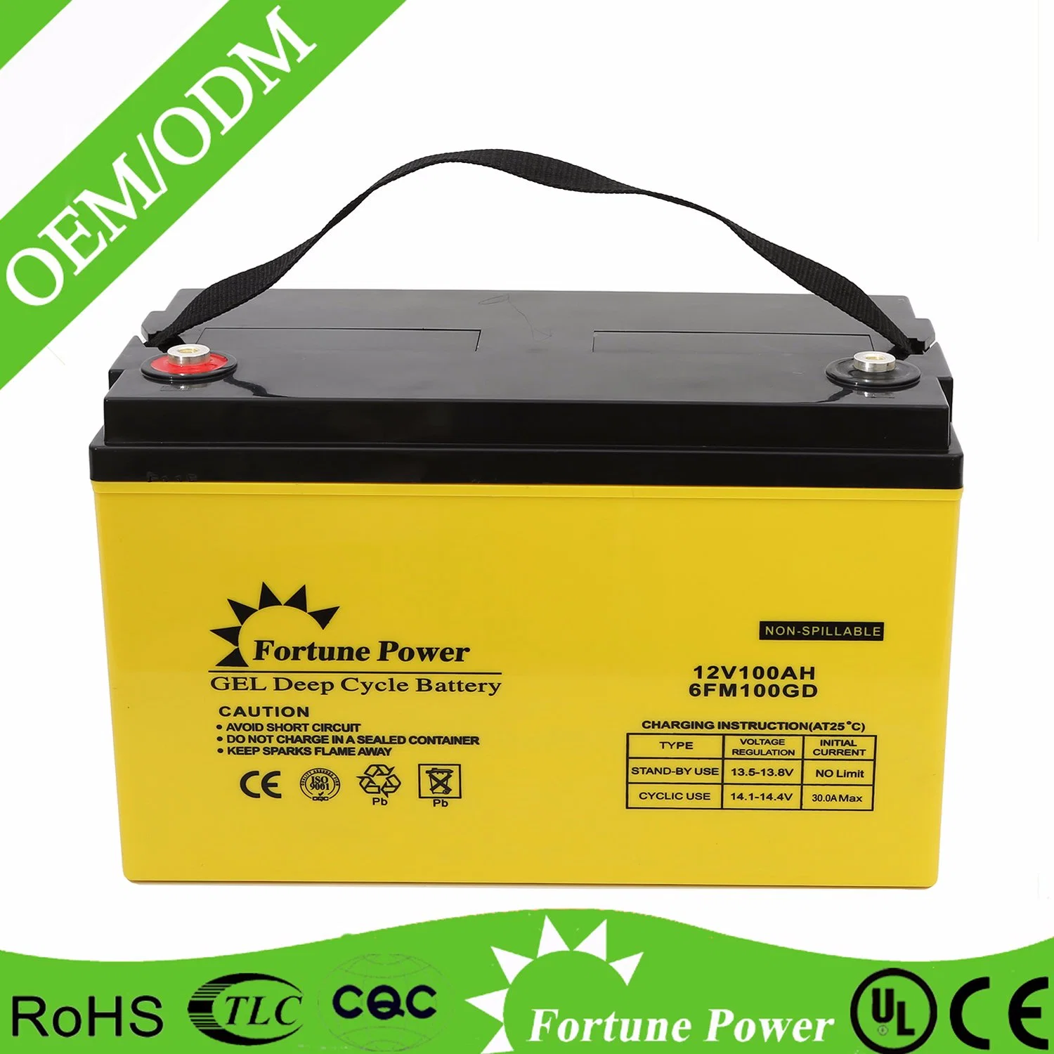Rechargeable Valve Regulated Gel Solar Battery 12V100ah