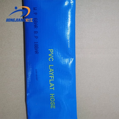 Riego agrícola material grueso PVC resistencia a la corrosión 6 pulgadas Layflat Manguera azul