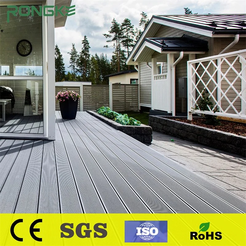 High quality/High cost performance  Waterproof Square Hollow 3D-Embossed Grey Building Material WPC Floor Decking