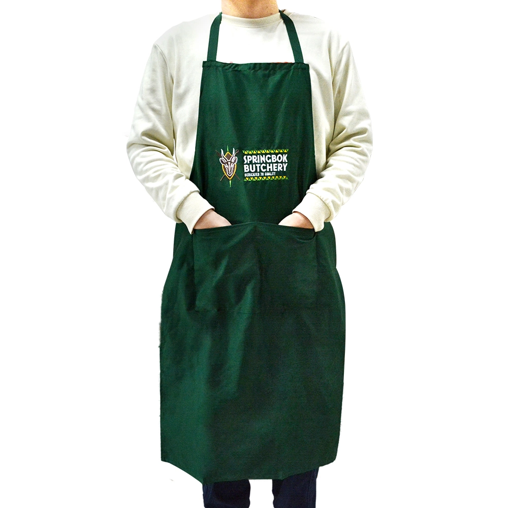 Polycotton Schürze Benutzerdefinierte Stickerei Logo Chef Schürze Maßgeschneiderte Schürzen Für Frauen